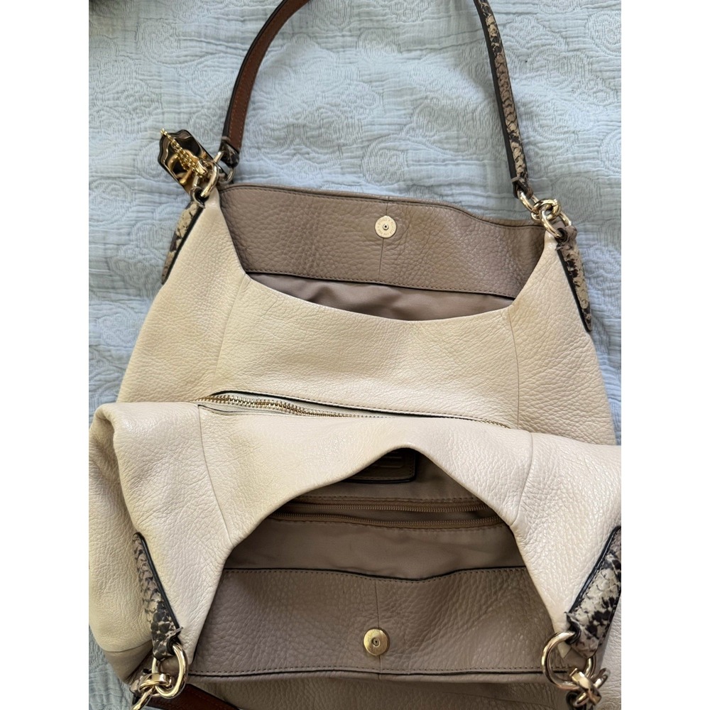 Coach Bag Madison Leather Phoebe Shoulder Bag Y2K Vintage Grey Pebble Snake Hobo - Picture 10 of 13